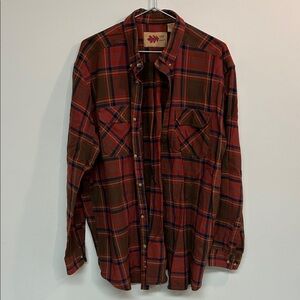 Classic Plaid Men's Shirt - Red and Brown